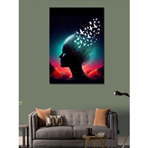Kanvas Tablo Soyut Kadın Ve Kuşlar 100x140 cm