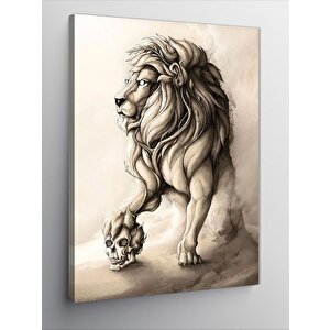 Kanvas Tablo Kuru Kafa Ve Aslan 70x100 cm