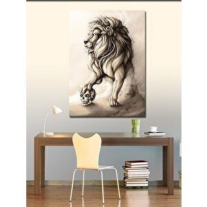 Kanvas Tablo Kuru Kafa Ve Aslan 70x100 cm