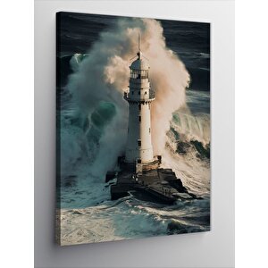 Kanvas Tablo Deniz Feneri Ve Dalgalar 70x100 cm