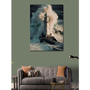 Kanvas Tablo Deniz Feneri Ve Dalgalar 70x100 cm