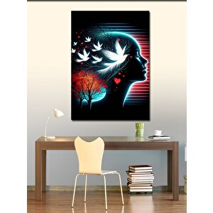 Kanvas Tablo Soyut Kadın Ve Kuşlar 100x140 cm