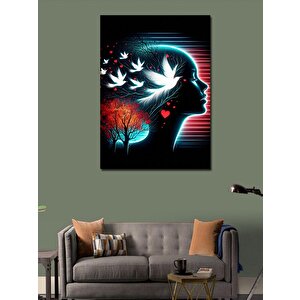 Kanvas Tablo Soyut Kadın Ve Kuşlar 100x140 cm