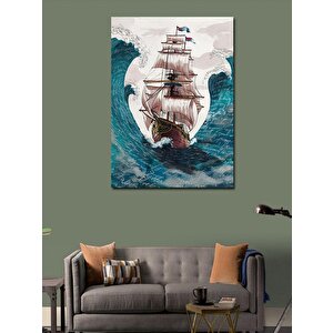 Kanvas Tablo Korsan Gemisi Ve Büyük Dalgalar 70x100 cm