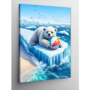 Kanvas Tablo Yavru Kutup Ayısı Ve Topu 70x100 cm