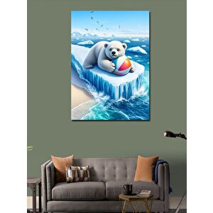 Kanvas Tablo Yavru Kutup Ayısı Ve Topu 70x100 cm