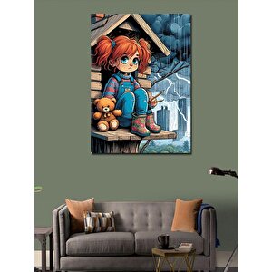 Kanvas Tablo Küçük Kız Ve Peluş Ayı