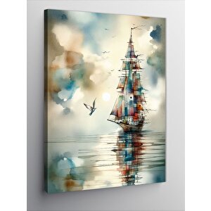 Kanvas Tablo Gemi Ve Kuş 100x140 cm