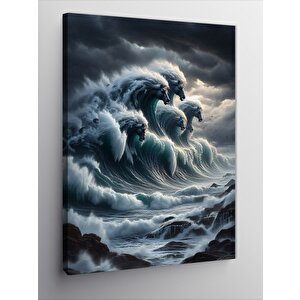 Kanvas Tablo Dalgalar Ve Atlar 100x140 cm
