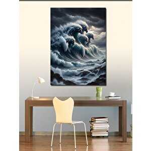 Kanvas Tablo Dalgalar Ve Atlar 100x140 cm