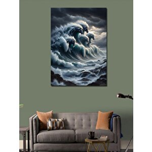 Kanvas Tablo Dalgalar Ve Atlar 100x140 cm