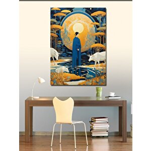 Kanvas Tablo Dere Ve Orman 100x140 cm