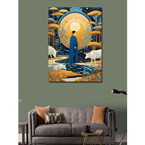 Kanvas Tablo Dere Ve Orman 100x140 cm