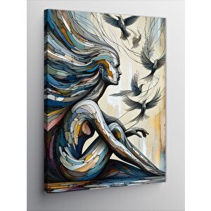 Kanvas Tablo Soyut Kadın Ve Kuşlar 70x100 cm