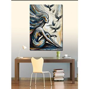 Kanvas Tablo Soyut Kadın Ve Kuşlar 70x100 cm