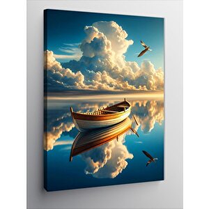 Kanvas Tablo Denizdeki Sandal Ve Kuşlar 100x140 cm