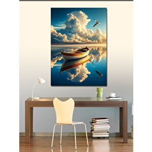 Kanvas Tablo Denizdeki Sandal Ve Kuşlar 100x140 cm