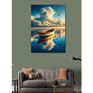 Kanvas Tablo Denizdeki Sandal Ve Kuşlar 100x140 cm