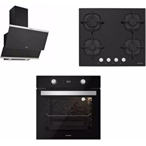 Ankastre Set Siyah 3240 Classy Davlumbaz + Cs5427b01 Ocak + Bo650401 Fırın