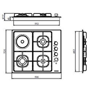 As5632x01 Inox 3 Gazlı 1 Elektrikli Göz Ankastre Ocak 60cm