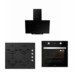 Siyah Cam Ankastre Set 3481 - Cs5335b01 - Bo6502b01