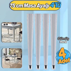 4 Adet Suit Masa Dresuar Ayağı 75 cm Plastik Gümüş Gri Ayak Mutfak Yemek Masası Mobilya Ayakları