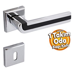 Defne Lüx Krom Mat Siyah Kare Rozetli Oda Kapısı Kapı Kolu Sağa Ve Sola Uygun Kapı Kolları 1 Takım