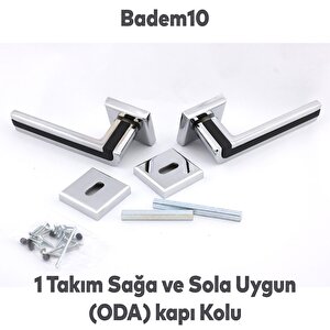 Defne Lüx Krom Mat Siyah Kare Rozetli Oda Kapısı Kapı Kolu Sağa Ve Sola Uygun Kapı Kolları 1 Takım