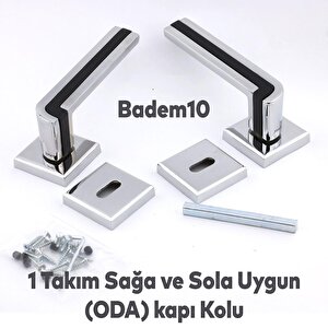 Defne Lüx Krom Mat Siyah Kare Rozetli Oda Kapısı Kapı Kolu Sağa Ve Sola Uygun Kapı Kolları 1 Takım