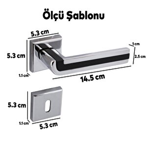 Defne Lüx Krom Mat Siyah Kare Rozetli Oda Kapısı Kapı Kolu Sağa Ve Sola Uygun Kapı Kolları 1 Takım