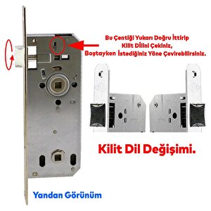 Kale Wc Kapı Gömme Kilit Banyo Kilidi Oval Köşeli 45 Mm Plastik Pvc Ahşap Panel İç Kapı Uyumlu