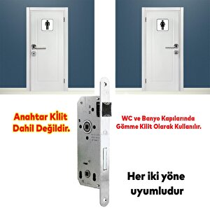 Kale Wc Kapı Gömme Kilit Banyo Kilidi Oval Köşeli 45 Mm Plastik Pvc Ahşap Panel İç Kapı Uyumlu