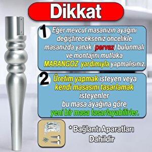 Marina Masa Dresuar Ayağı 72 Cm Plastik Ayak Gümüş Gri Mutfak Yemek Masası Mobilya Ayakları Gümüş