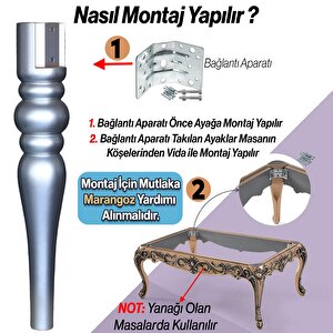 Marina Masa Dresuar Ayağı 72 Cm Plastik Ayak Gümüş Gri Mutfak Yemek Masası Mobilya Ayakları Gümüş