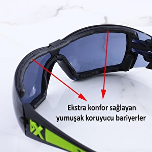 İş Güvenlik Gözlüğü Buğulanmaz Lazer Uv Koruyucu Toz Korumalı Gözlük Silikon Kulaklık Füme