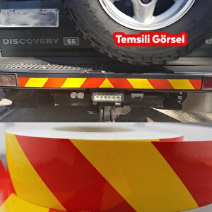 Reflektörlü Yapışkanlı Parlayan Fosfor Sarı Kırmızı Reflektif Düz Şerit Bant 5 Cm 1 Mt İkaz Bandı
