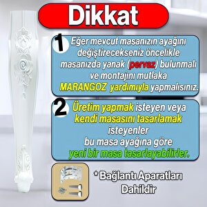 4 Adet Rosa Masa Dresuar Ayağı 75 Cm Plastik Beyaz Ayak Mutfak Yemek Masası Mobilya Ayakları Beyaz