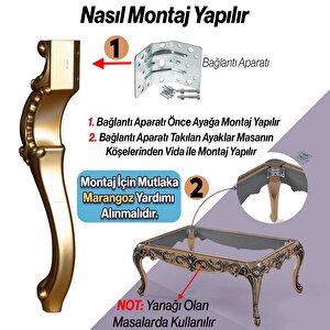 Valenta Masa Dresuar Ayağı 76 Cm Plastik Ayak Mutfak Yemek Masası Mobilya Ayakları Altın Gold