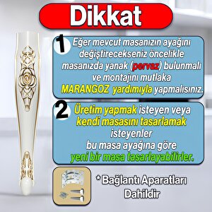 4 Adet Rosa Masa Dresuar Ayağı 75 Cm Plastik Krem Altın Gold Mutfak Yemek Masası Mobilya Ayakları