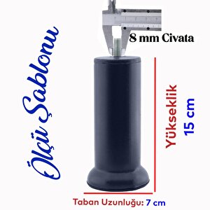 Mobilya Kanepe Baza Koltuk Destek Ayağı M8 Civata Metal Yükseltici İnce Diş Ayak 15 Cm Antrasit Gri