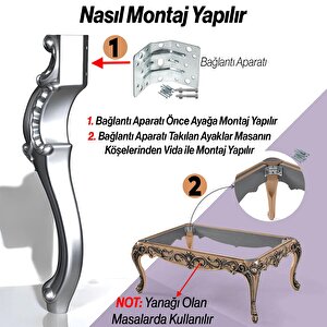 Valenta Masa Dresuar Ayağı 76 cm Plastik Ayak Mutfak Yemek Masası Mobilya Ayakları Gümüş