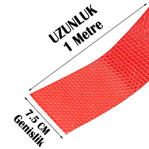 Reflektörlü Bant Kırmızı Reflektif Fosforlu Şerit Bant 7.5 Cm 1 Metre İkaz Bandı