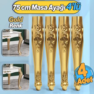 4 Adet Rosa Masa Dresuar Ayağı 75 Cm Plastik Gold Altın Mutfak Yemek Masası Mobilya Ayakları Altın