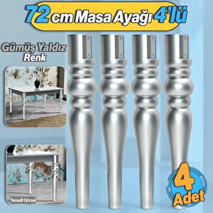 4 Adet Marina Masa Dresuar Ayağı 72 Cm Plastik Ayak Gümüş Gri Mutfak Yemek Masası Mobilya Ayakları