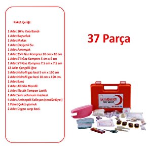 İlk Yardım Çantası Hayati Acil Müdahele Seti Oto Ecza Dolabı Kiti 37 Parça Kaza Yara Yaralanma Band