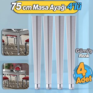 4 Adet Elit Plastik Masa Dresuar Ayağı 75 Cm Gümüş Gri Ayak Mutfak Yemek Masası Mobilya Ayakları