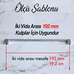 Merve Krom Metal Kulp 192 Mm-19.2 Cm Mobilya Çekmece Mutfak Dolabı Dolap Kapak Kulpları Kulbu Kulpu