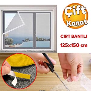 Beyaz Hazır Sineklik Çift Kat Sök Tak Pratik Yıkanabilir Pencere Kapı Sinekliği 150x125 Cm