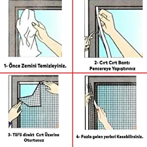 Beyaz Hazır Sineklik Çift Kat Sök Tak Pratik Yıkanabilir Pencere Kapı Sinekliği 150x125 Cm
