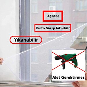 Beyaz Hazır Sineklik Tülü Çift Kat Sök Tak Pratik Yıkanabilir Pencere Kapı Sinekliği 150x125 cm